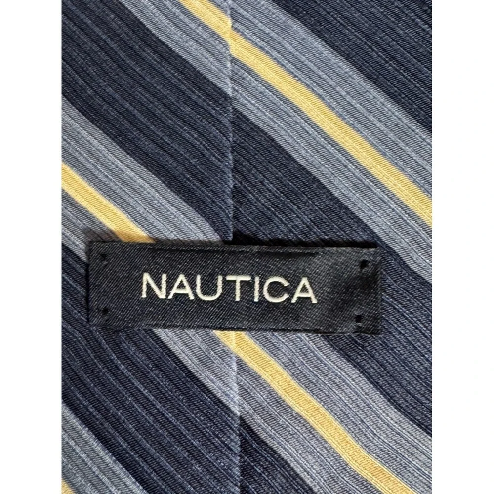 Nautica Mens Silk Tie Quiet Luxury Old Money Preppy Striped Blue